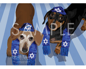 Dachshunds on Hanukkah Greeting Card (Ally and Geo)