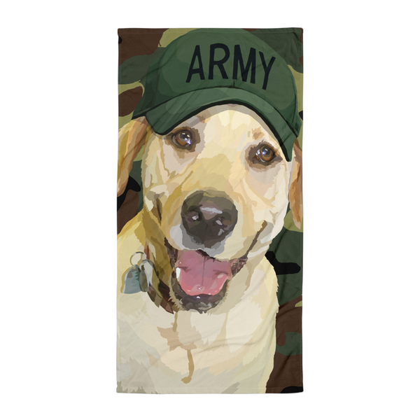 Lady Liberty the Yellow Lab with Navy Army - Towel