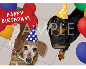 Dachshunds on Birthday Greeting Card (Ally and Geo)