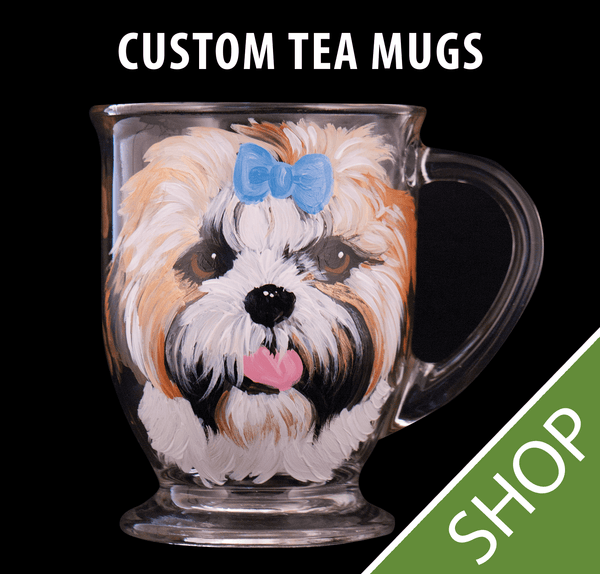 Custom Painted Glass Tea/Coffee Mug- 16 oz.