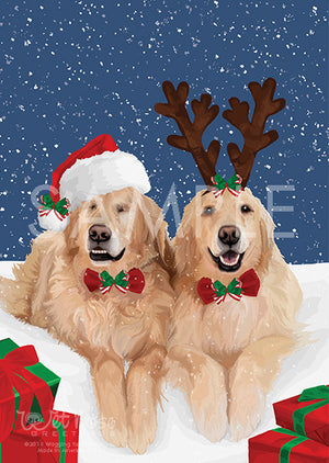 Golden Retrievers Christmas Greeting Card (Jake and Addie)