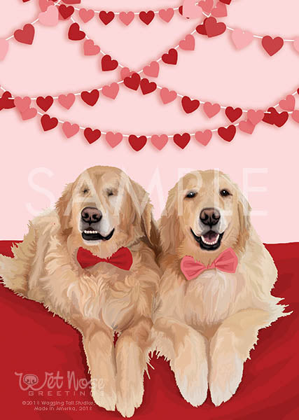 Golden Retrievers Valentine's Day Greeting Card (Jake and Addie)