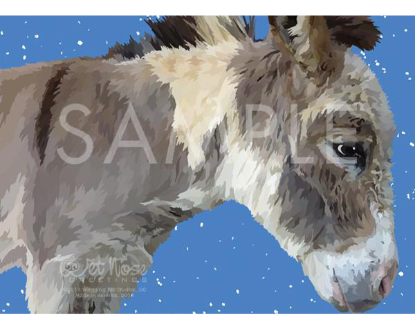 Donkey with Snow Christmas Note Card (Don Quixote)
