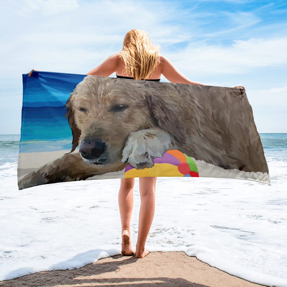 Golden retriever beach towel sale