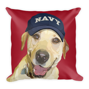 Yellow Lab with Navy Hat - Lady Liberty - Square Pillow
