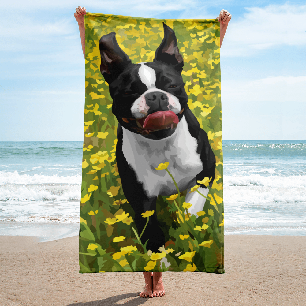 Boston terrier beach towel best sale