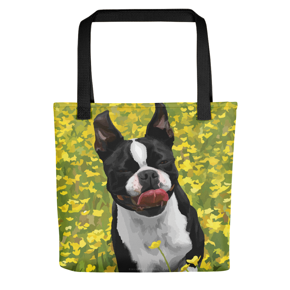 Boston terrier top tote bag