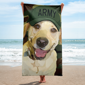 Lady Liberty the Yellow Lab with Navy Army - Towel